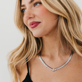 Necklace-Victoria Diamond V Necklace - WATERPROOF-Pretty Simple
