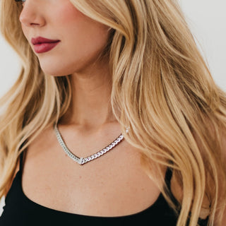 Necklace-Victoria Diamond V Necklace - WATERPROOF-Pretty Simple