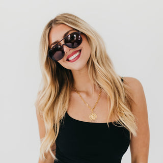 -Amber Aviator Sunglasses-Pretty Simple
