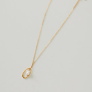 Necklace-Drop Pearl Open Circle Pendant Necklace - WATERPROOF-Pretty Simple