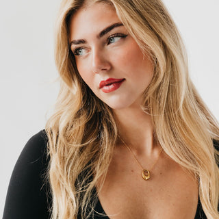 Necklace-Mini Open Oval Pendant Necklace - WATERPROOF-Pretty Simple