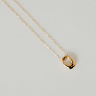 Necklace-Mini Open Oval Pendant Necklace - WATERPROOF-Pretty Simple