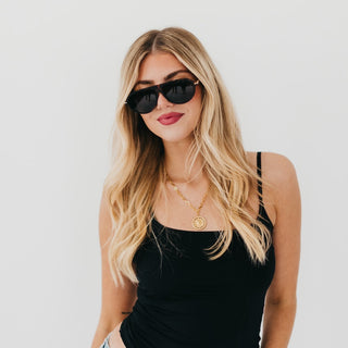 Sunglasses-Retro Oval Flat Sunglasses-Pretty Simple