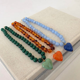 Acrylic Beaded Heart Necklace- WATERPROOF-Necklace-Pretty Simple