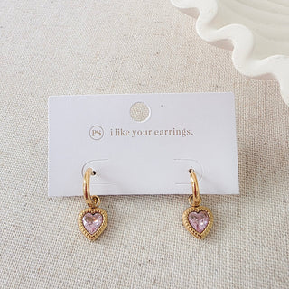 Aphrodite Heart Dangle Earrings - WATERPROOF-Earrings-Pretty Simple
