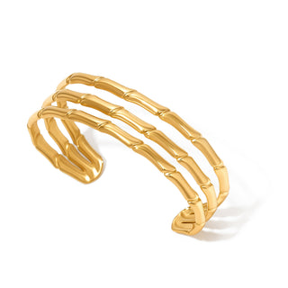 Bamboo Tier Open Bangle Bracelet - WATERPROOF-Bracelet-Pretty Simple