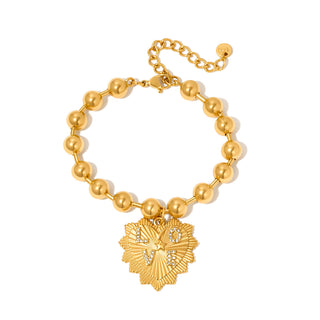 Sunburst Heart Love Beaded Bracelet - WATERPROOF-Bracelet-Pretty Simple