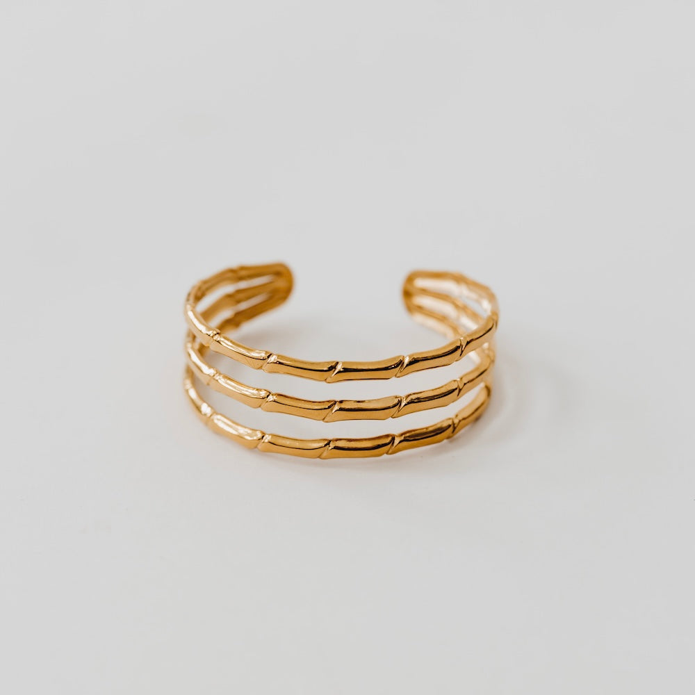 Bamboo Tier Open Bangle Bracelet - WATERPROOF – Pretty Simple