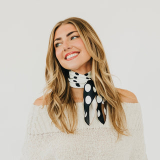Betty Polka Dot Square Scarf-Hair Scarf-Pretty Simple