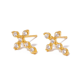 Diamond Cross Stud Earrings - WATERPROOF-Earrings-Pretty Simple