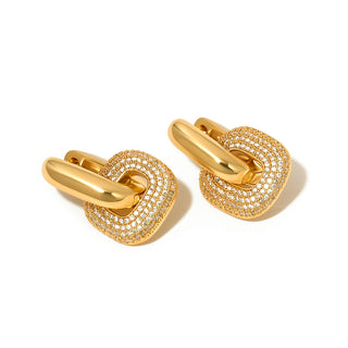 Drop Diamond Square Huggie Hoops - WATERPROOF-Earrings-Pretty Simple