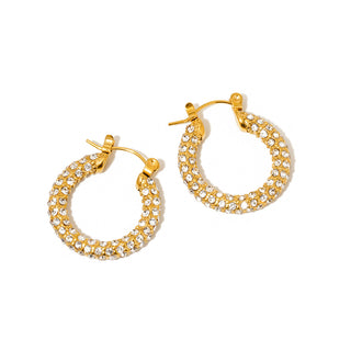 Lizzie Pave Hoops - WATERPROOF-Earrings-Pretty Simple