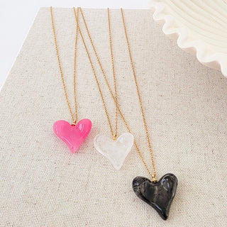 Jan Resin Heart Necklace - WATERPROOF-Necklace-Pretty Simple