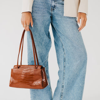 Shoulder Bag-Kris Croc Embossed Shoulder Bag-Pretty Simple