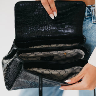 Shoulder Bag-Kris Croc Embossed Shoulder Bag-Pretty Simple