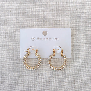 Lizzie Pave Hoops - WATERPROOF-Earrings-Pretty Simple
