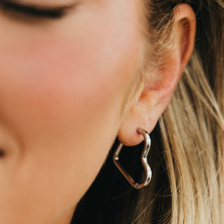 Love On My Mind Heart Hoop Earrings - WATERPROOF-Earrings-Pretty Simple