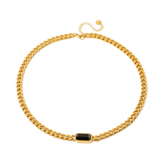 Black Stone Chain Necklace - WATERPROOF-Necklace-Pretty Simple