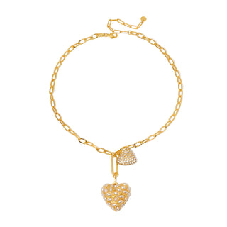 Double Take Pearl Heart Necklace - WATERPROOF-Necklace-Pretty Simple