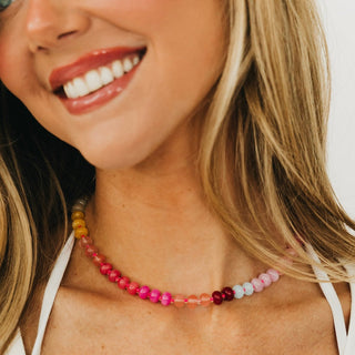 Ombre Semi-Precious Beaded Necklace - WATERPROOF-Necklace-Pretty Simple