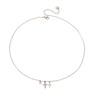 Petite Double Cross Necklace - WATERPROOF-Necklace-Pretty Simple