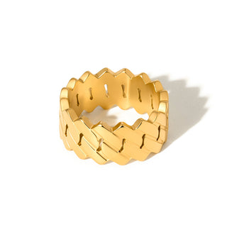 Banded Metal Statement Ring - WATERPROOF-Ring-Pretty Simple