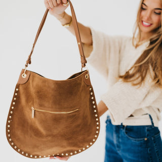Rosalie Rivet Suede Hobo Bag-Tote Bag-Pretty Simple