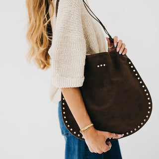 Rosalie Rivet Suede Hobo Bag-Tote Bag-Pretty Simple