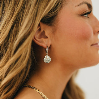 Shell Pearl Hoop Earrings - WATERPROOF-Earrings-Pretty Simple