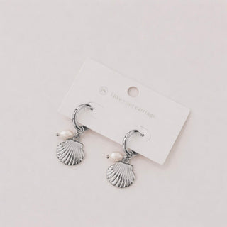 Shell Pearl Hoop Earrings - WATERPROOF-Earrings-Pretty Simple
