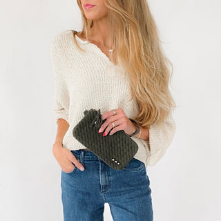 Suede Emma Woven Clutch Wristlet-Wristlet-Pretty Simple