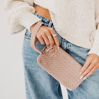 Suede Emma Woven Clutch Wristlet-Wristlet-Pretty Simple
