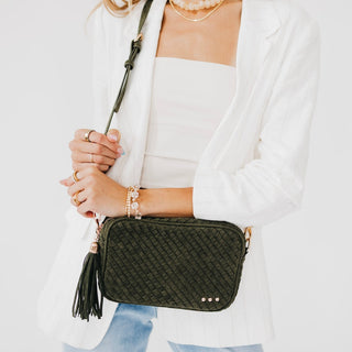 Suede Woven Willow Camera Crossbody Bag-Crossbody Bag-Pretty Simple