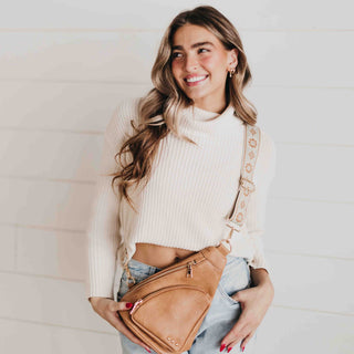 Austin Sling Bag - camel sling crossbody 