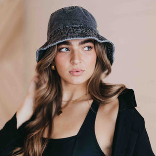 Beach Please Bucket Hat - dark denim