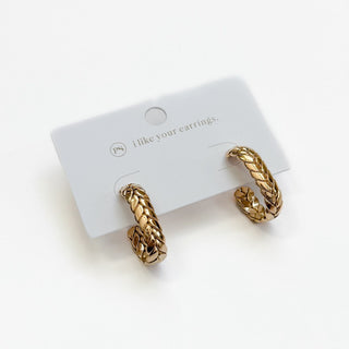 Braided Oval Hoop Earrings - WATERPROOF-Earrings-Pretty Simple