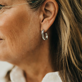 Braided Oval Hoop Earrings - WATERPROOF-Earrings-Pretty Simple