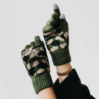 Camo Knit Smart Touch Gloves-Mittens-Pretty Simple