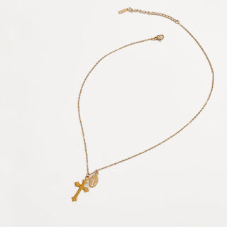 Creator Cross Gold Charm Necklace-Necklace-Pretty Simple Wholesale