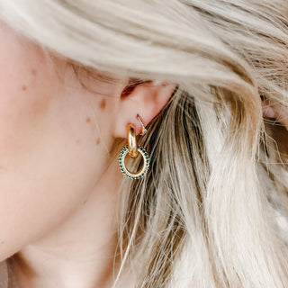 Double The Hoop Gold and Zirconia Earrings-Earrings-Pretty Simple Wholesale