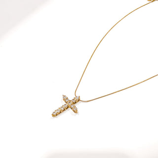 Hannah Diamond Cross Necklace WATERPROOF Wholesale-Necklace-Pretty Simple