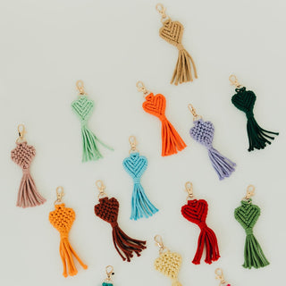 Heart Macrame Bag Charm Key Chain-Bag Accessories-Pretty Simple