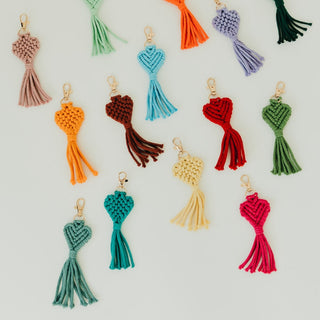 Heart Macrame Bag Charm Key Chain-Bag Accessories-Pretty Simple