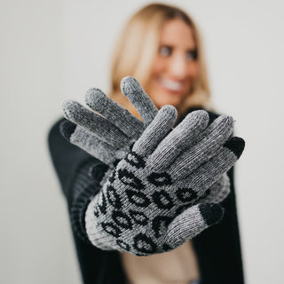 Leopard Knit Smart Touch Gloves-Mittens-Pretty Simple