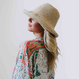 Sanibel Beach Hat in tan - adjustable straw bucket hat