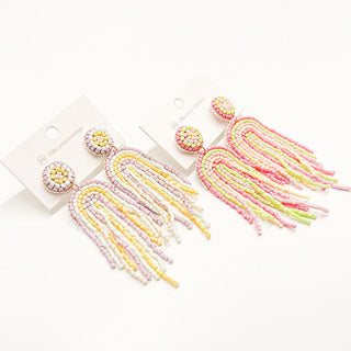 Rainbow Arch Fringe Beaded Earrings-Earrings-Pretty Simple Wholesale