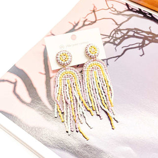 Rainbow Arch Fringe Beaded Earrings-Earrings-Pretty Simple Wholesale