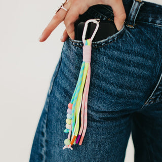Key Chain-Rainbow Rope and Beaded Keychain-Pretty Simple