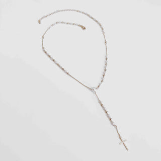 Pretty Simple Soft Touch Y Drop Pearl & Cross Necklace