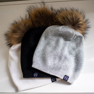 Fine Knit Angora Fur Pom Slouchy Beanie-Hat-Pretty Simple Wholesale